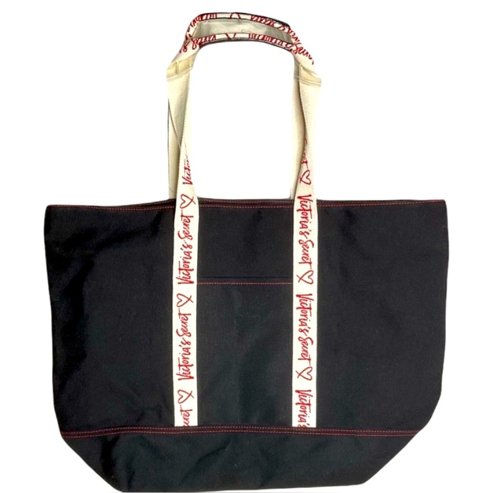 Victorias Secret | BNWT heavy black canvas zip closure weekender tote bag